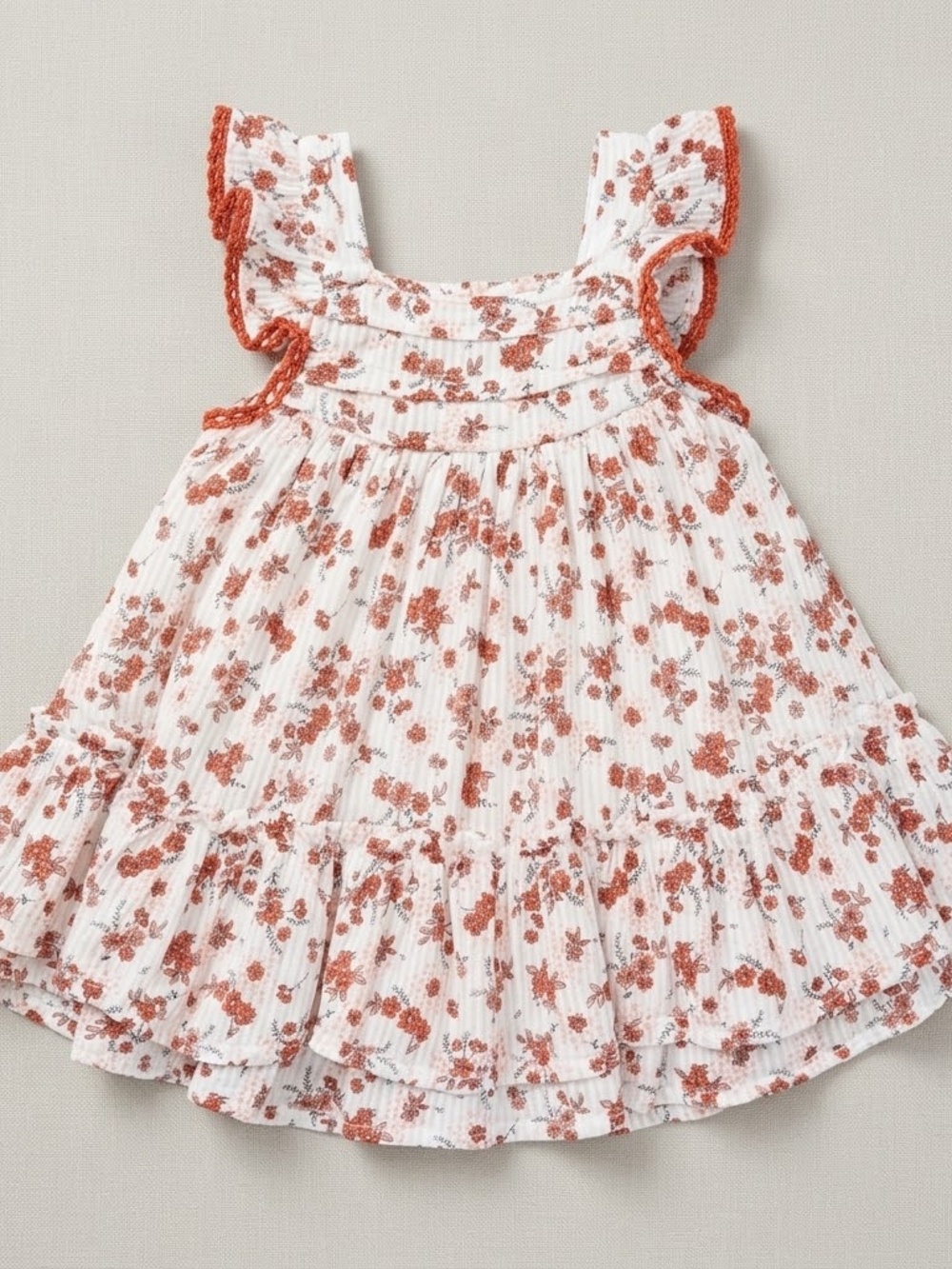 Joie Baby Floral Ruffle Flutter Sleeve Tiered Dress 3-6M